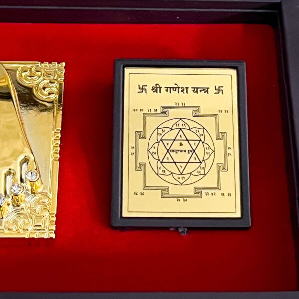 Gold Plated Shree Lakshmi Ganesh Yantra - Image 3